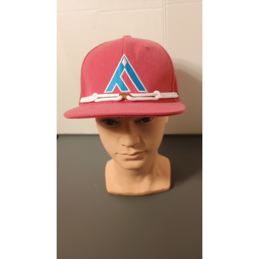 Findlay Snapback Hat Mens OSFM Pink Good Embroidered Logo Laced Flat Brim Cap